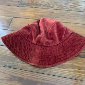 Velvety red bucket hat
